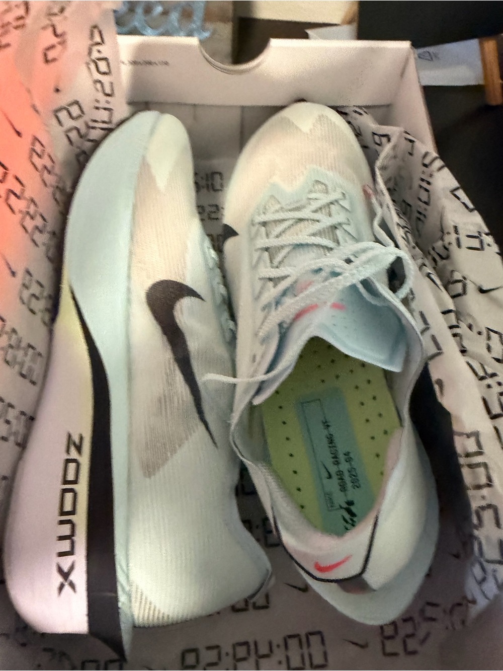 Nike Womens ZoomX Running Shoes - Pale Mint with Black Swoosh